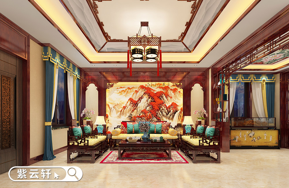 中式别墅装修设计 客厅